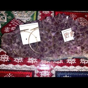 Thin gold hoop earrings+rose gold paw earring